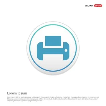 Printer icon - white circle button Stock Illustration