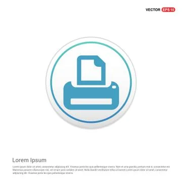 Printer icon - white circle button Stock Illustration