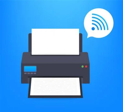 Printer icon with wifi wireless symbol. Wireless printer. Vector stock 스톡 일러스트