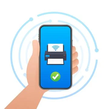 Printer icon with wifi wireless symbol. Wireless printer. Vector stock 스톡 일러스트