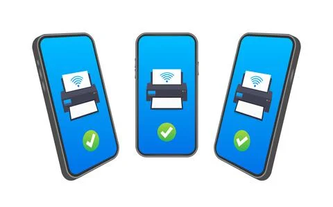 Printer icon with wifi wireless symbol. Wireless printer. Vector stock Illustrazione stock