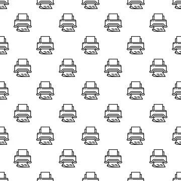 Printer icons creating seamless print office pattern Illustrazione stock