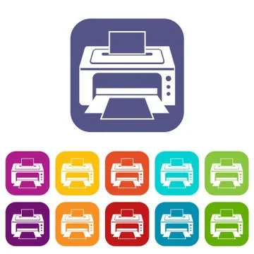 Printer icons set Illustrazione stock