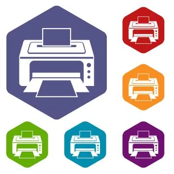 Printer icons set Stock Illustration