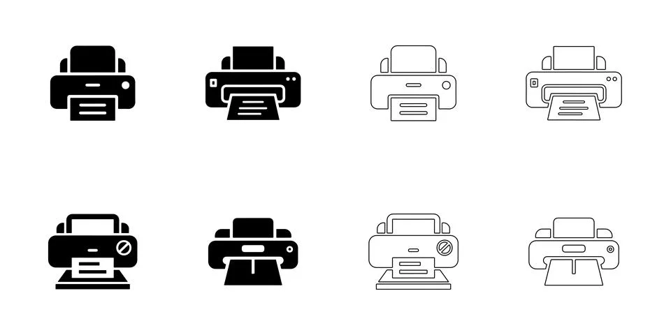 Printer icons set Stock Illustration