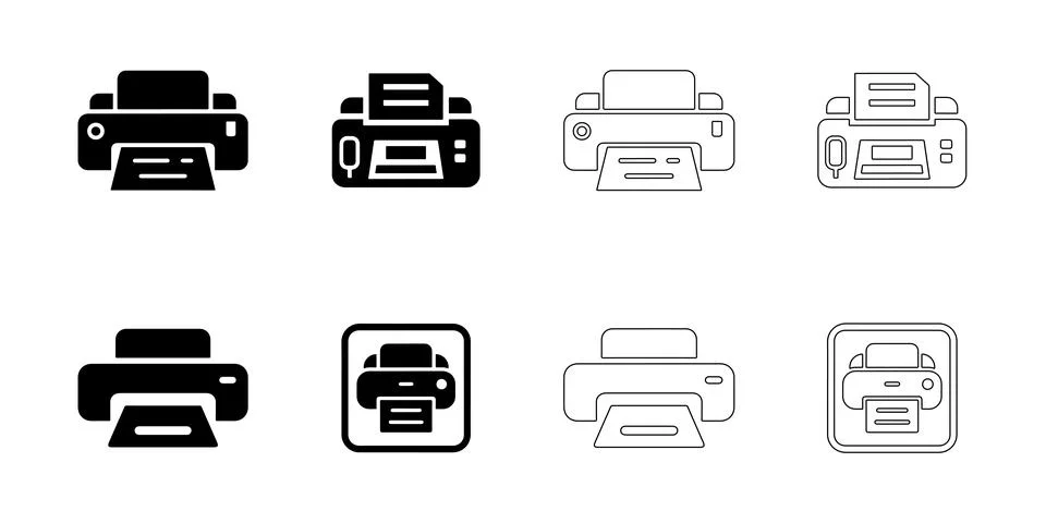 Printer icons set Stock Illustration