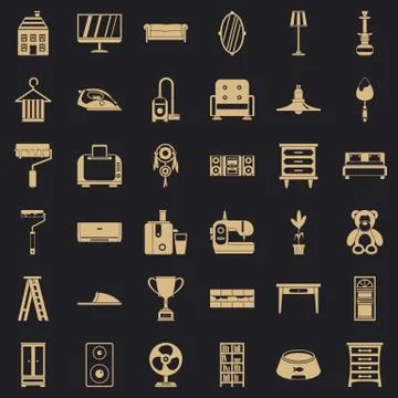 Printer icons set, simple style Illustrazione stock