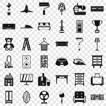 Printer icons set, simple style Illustrazione stock