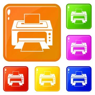 Printer icons set vector color Illustrazione stock