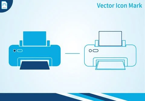 Printer icons, solid and outline, for office. Illustrazione stock