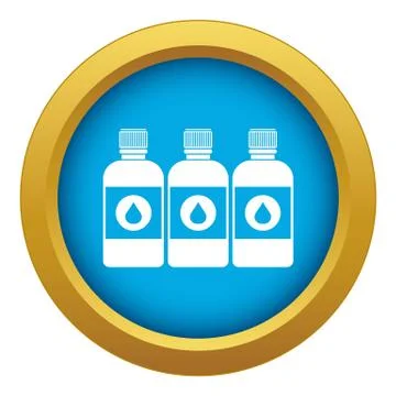 Printer ink bottles icon blue vector isolated Stock Illustration