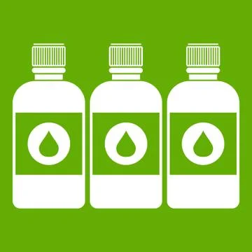 Printer ink bottles icon green Stock Illustration
