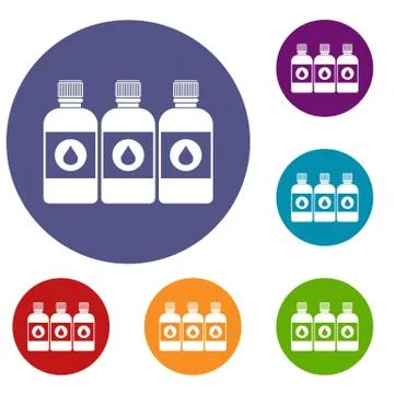 Printer ink bottles icons set Stock Illustration