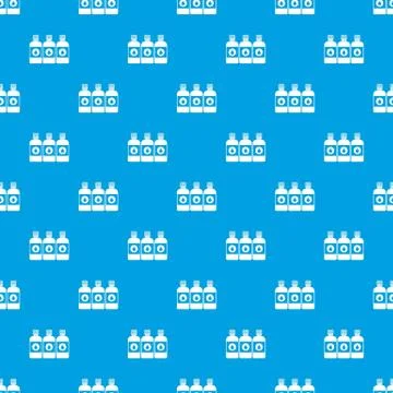 Printer ink bottles pattern seamless blue Stock Illustration