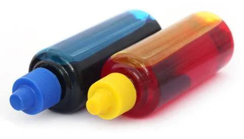 Printer ink bottles Stock Photos