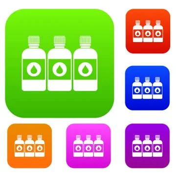 Printer ink bottles set collection Stock Illustration