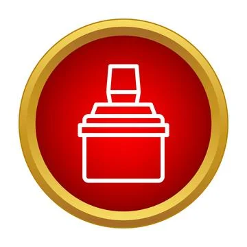 Printer ink cartridge icon inside a red circle Stock Illustration