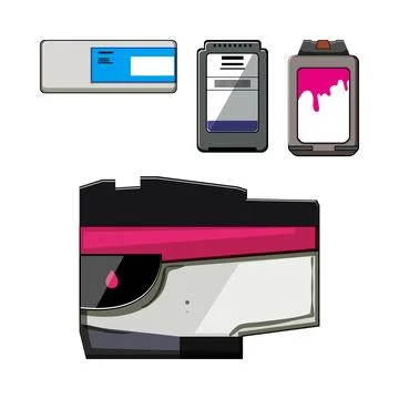 Printer ink cartridges set for office supplies Stock Illustration
