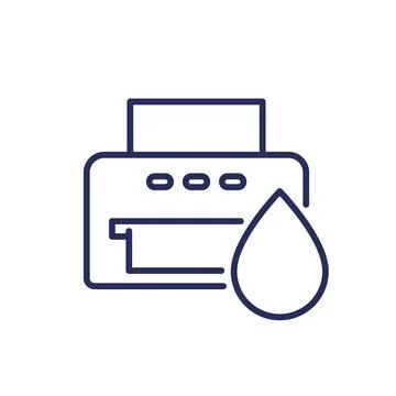 Printer ink line icon on white Stock Illustration