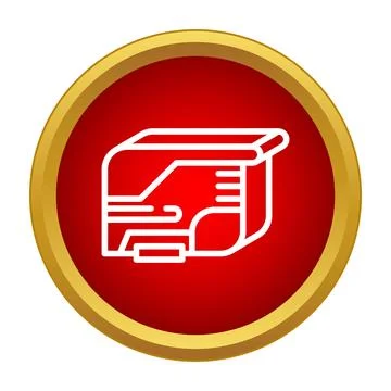 Printer ink tank icon line art on red circle Stock Illustration