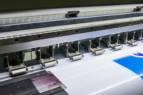 Printer inkjet device machine running motion vinyl Stock Photos
