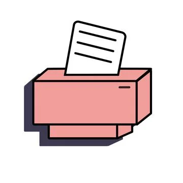 The printer is an interface element of the old pc windows 90s. In retro vapor Stock Illustration