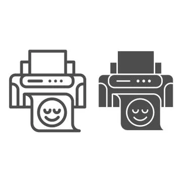Printer line and glyph icon. Print machine vector illustration isolated on white Stock Illustration