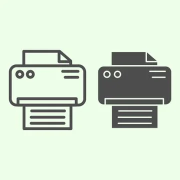 Printer line and solid icon. Office laser-jet print machine outline style Stock Illustration