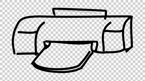 Printer line drawing illustration animation with transparent background Stock Footage 44723605