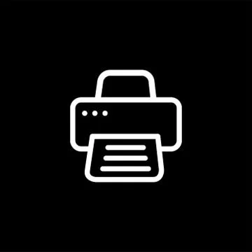 Printer Line Icon On Black Background. Black Flat Style Vector Illustration Stock Illustration
