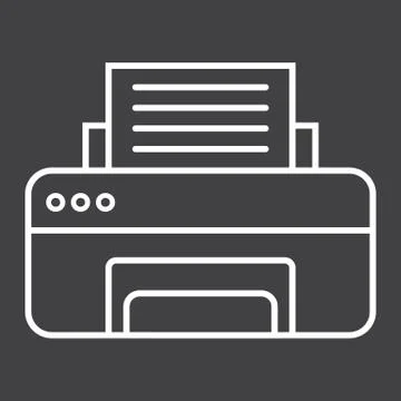 Printer line icon, fax and office, vector Stock Illustration