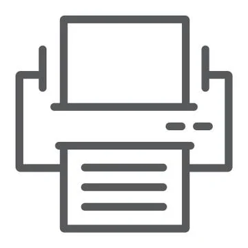 Printer line icon, office and work, fax sign Stock Illustration