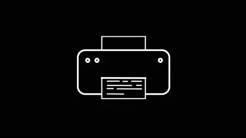 Printer line icon printing a paper, 4k 2D animation Stock Footage 232364082