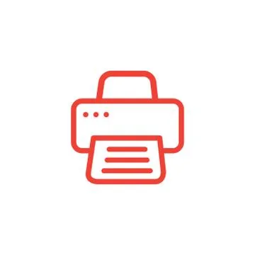 Printer Line Red Icon On White Background. Red Flat Style Vector Illustration Stock Illustration