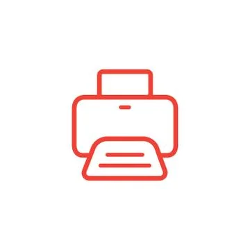 Printer Line Red Icon On White Background. Red Flat Style Vector Illustration Stock Illustration