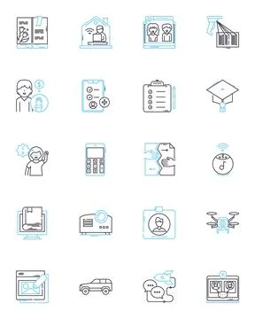 Printer linear icons set. Ink, Tr, Laser, Cartridge, Print, Scan, Copy line 스톡 일러스트