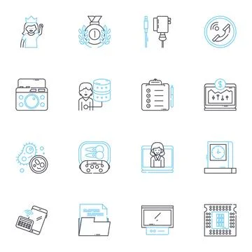 Printer linear icons set. Ink, Tr, Laser, Cartridge, Print, Scan, Copy line Stock Illustration