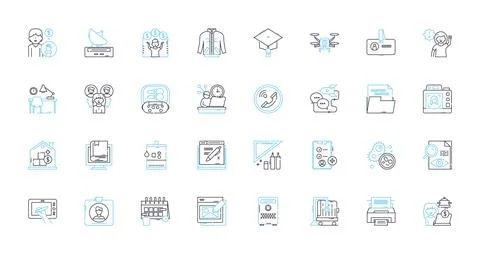 Printer linear icons set. Ink, Tr, Laser, Cartridge, Print, Scan, Copy line 스톡 일러스트