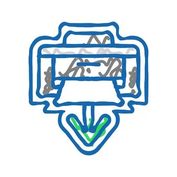 Printer loading document icon doodle illustration Stock Illustration