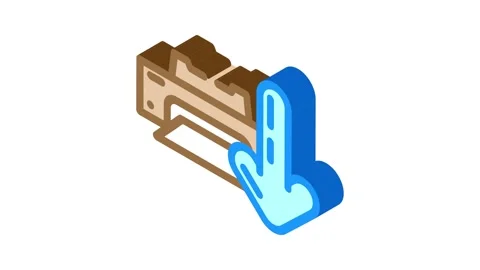 Printer loading document isometric icon animation Stock Footage 327289360