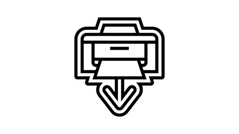 Printer loading document line icon animation Stock Footage 326131096