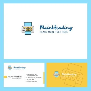 Printer Logo design with Tagline &amp; Front and Back Busienss Card Template. Vec Illustrazione stock
