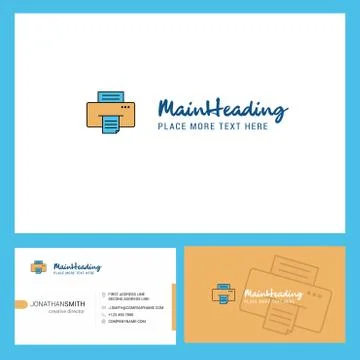 Printer Logo design with Tagline &amp; Front and Back Busienss Card Template. Vec Illustrazione stock
