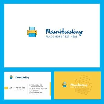 Printer Logo design with Tagline &amp; Front and Back Busienss Card Template. Vec Illustrazione stock
