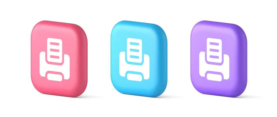 Printer machine device for paper document print button ink printout technolog Stock Illustration