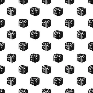 Printer machine devices seamless black and white pattern Illustrazione stock