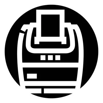 Printer machine glyph icon printing document page Stock Illustration