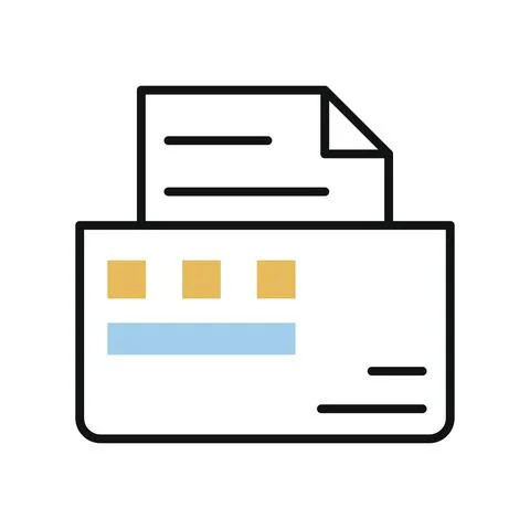 Printer machine hardware line and fill style icon Illustrazione stock