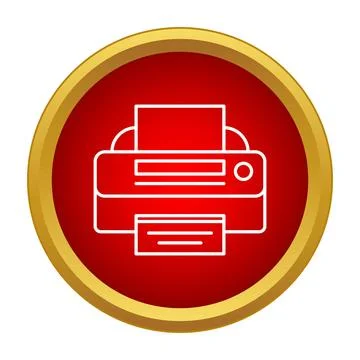 Printer machine icon in a golden circle Stock Illustration