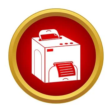 Printer machine icon printing document red circle Stock Illustration